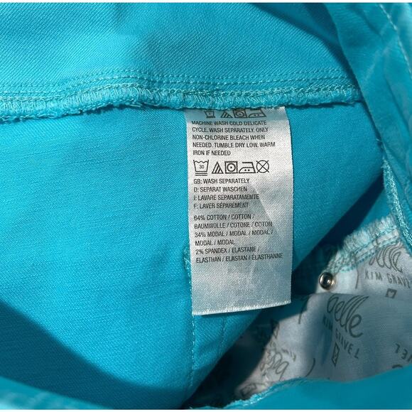 Belle by Kim Gravel TripleLuxe Twill Frayed Hem Teal Women's Pants Size 20W EUC - Picture 4 of 5